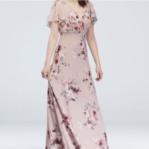 Davids Bridal DB Studio Maxi Dress Rose Pink Mauve Floral Womens 4 Long Formal - £44.70 GBP