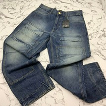 Men&#39;s Sean John Streetwear Medium Sandblast Wide Leg Denim Pants - $165.00