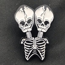 Siamese Twin Conjoined Skeleton Pin Goth Pinback Death - $9.95