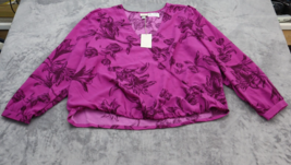 A New Day Shirt Womens XXL Purple Lightweight Casual Faux Wrap Blouse Fl... - £21.10 GBP