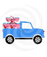 Hearts with Truck 8H-Digital Clipart-Art Clip-Gift Cards-Banner-Gift Tag... - £0.98 GBP