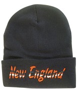 New England Adult Size Wavy Script Winter Knit Beanie Hat (Navy) - £11.95 GBP