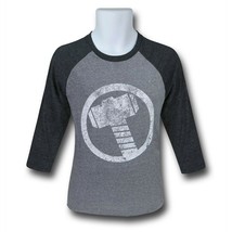 Thor Hammer Symbol Men&#39;s Baseball T-Shirt Black - £24.84 GBP