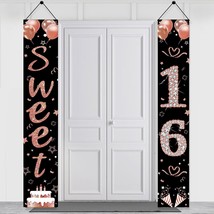 Happy 16Th Birthday Decorations Door Banner For Girls, Rose Gold Sweet 16 Birthd - £20.90 GBP