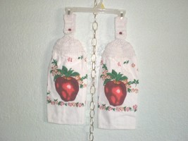 New  !!!!    Kitchen Set, 2 hanging crochet top towels  Apples - £4.81 GBP