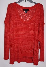 Ashley Stewart WOMAN PLUS 22/24 Orange Sweater Open Weave 3/4 Sleeve Scoop Neck - £8.55 GBP