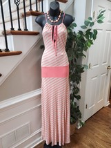 Arden B Womens Pink Gray Striped Viscose Round Neck Sleeveless Maxi Dress Large - £21.94 GBP