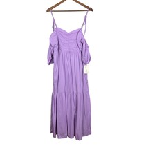 Universal Thread Dress Women Large Lilac Maxi Smocked Off Shoulder Tie S... - £23.57 GBP