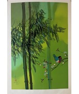 David Lee Bird On Branch Limited Hand Signed Lithograph on Paper Nature Art - $148.50
