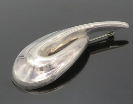 ZINA 925 Sterling Silver - Vintage Modernist Swirl Smooth Brooch Pin - BP5604 - £69.54 GBP