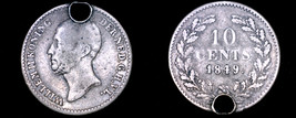 1849 Netherlands 10 Cent World Silver Coin - Holed - £15.97 GBP
