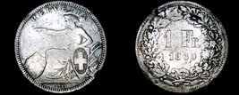 1860-B Swiss 1 Franc World Silver Coin - Switzerland - Mount Removed - £239.75 GBP