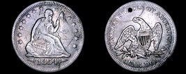 1854-P Seated Liberty Silver Quarter - Arrows - Hole Marked - $84.99