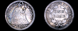 1854 Seated Liberty Silver Dime with Arrows - Holed - £23.96 GBP