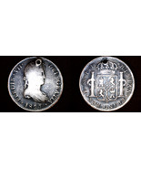 1821 PTS-PJ Bolivian 8 Reales World Silver Coin - Ferdinand VII - Holed - $149.99