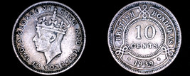 1939 British Honduras 10 Cent World Silver Coin - £27.96 GBP
