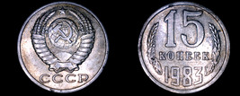 1983 Russian 15 Kopek World Coin - Russia USSR Soviet Union CCCP - £2.76 GBP