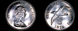 1974 Falkland Islands 5 Pence World Coin - Albatross - £7.98 GBP