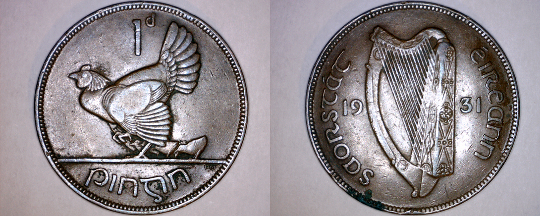 1931 Irish Penny World Coin - Ireland - $21.99