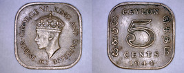 1944 Ceylon Sri Lanka 5 Cent World Coin - £3.98 GBP