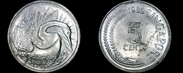 1982 Singapore 5 Cent World Coin - Snake Bird - $3.49