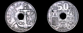1963 (63) Spanish 50 Centimos World Coin - Spain - $21.99