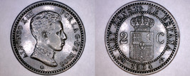 1904(04) Spanish 2 Centimo World Coin - Spain - $14.99
