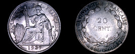 1937 French Indo-China 20 Cent World Silver Coin - Vietnam - £19.97 GBP