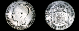 1901(01) Spanish 1 Peseta World Silver Coin - Spain - $21.99