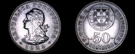 1929 Saint Thomas &amp; Prince Island 50 Centavo World Coin - £199.79 GBP