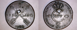 1828 Swedish 1 Skilling World Coin - Sweden - Holed - £16.03 GBP