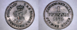 1872-B German States Mecklenburg-Schwerin 1 Pfennig World Coin - £23.97 GBP