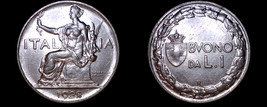 1922 Italian 1 Lira World Coin - Italy - $39.99