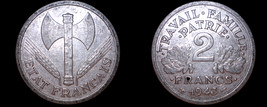 1943 French 2 Franc World Coin - German Occupied France - $14.99