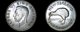 1937 New Zealand 1 Florin World Silver Coin - $69.99
