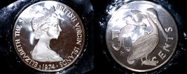 1974 British Virgin Islands 50 Cent Proof World Coin - $9.99