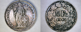 1941-B Swiss Half Franc World Silver Coin - Switzerland - £20.08 GBP