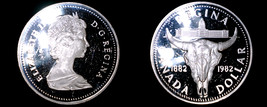 1982 Proof Canadian Silver Dollar World Coin - Canada Cattle Skull - £23.72 GBP