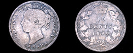 1888 Canada 10 Cent World Silver Coin - Canada - Victoria - £24.12 GBP