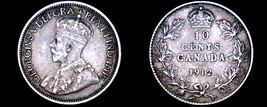1912 Canada 10 Cent World Silver Coin - Canada - George V - £19.97 GBP