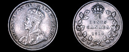 1914 Canada 10 Cent World Silver Coin - Canada - George V - £32.06 GBP
