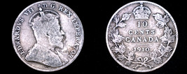 1910 Canada 10 Cent World Silver Coin - Canada - Edward VII - £12.01 GBP