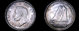1940 Canada 10 Cent World Silver Coin - Canada - George VI - £19.97 GBP