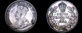 1933 Canada 10 Cent World Silver Coin - Canada - George V - £40.17 GBP