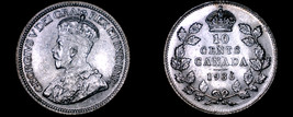 1936 Canada 10 Cent World Silver Coin - Canada - George V - £48.21 GBP