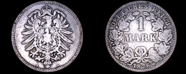 1876 A German Empire 1 Mark World Silver Coin -  Germany - $19.99