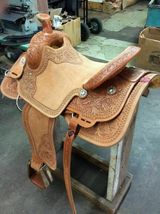 Western Natural Leather Hand Carve Roper Ranch Saddle Size 13&quot; To 17&quot; Inch - £285.08 GBP+