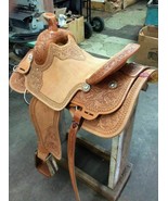 Western Natural Leather Hand Carve Roper Ranch Saddle Size 13&quot; To 17&quot; Inch - $553.57 CAD+