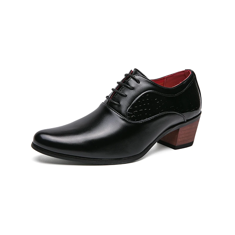 New Male Lace-Up Oxfords Shoes Leather High Heels Men Club Shoes Classic... - $52.93