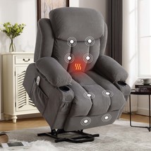 Power Lift Recliner Chair w/ Heat &amp; Massage (Grey) - £343.50 GBP